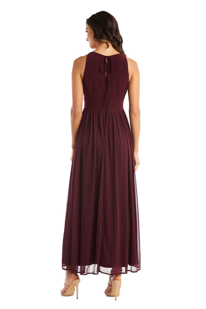 Maxi Dress with Keyhole Cutout, Halterneck and Flowing Skirt