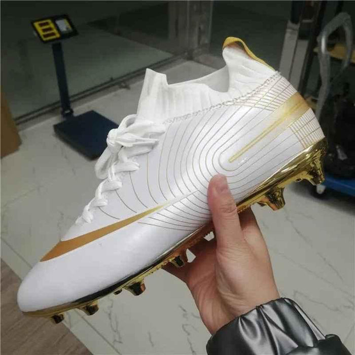 Men and Kids Football Boots Leather Cleats Training Soccer Shoes - Allen-Fitness