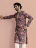 Men Mauve Printed Abstract Kurta