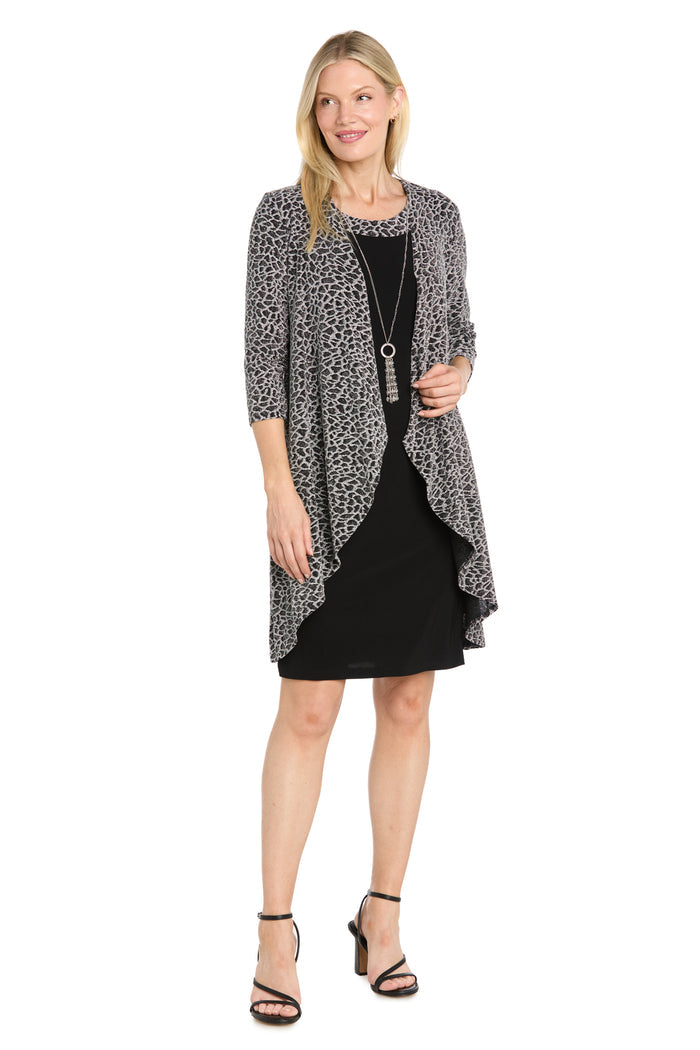 Metallic Animal Print Flyaway Jacket Dress with Detachable Necklace