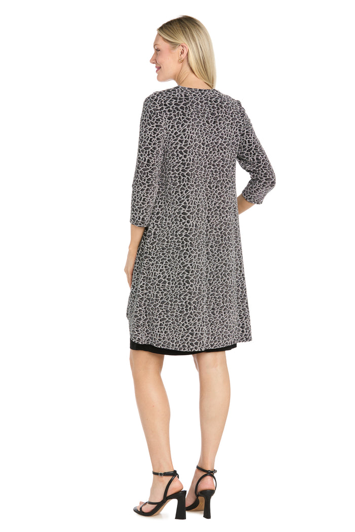 Metallic Animal Print Flyaway Jacket Dress with Detachable Necklace