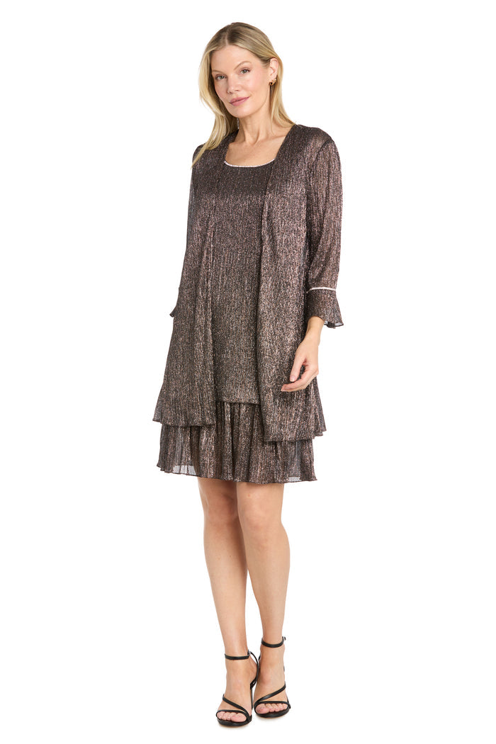 Metallic Crinkle Chiffon Jacket Dress - Petite