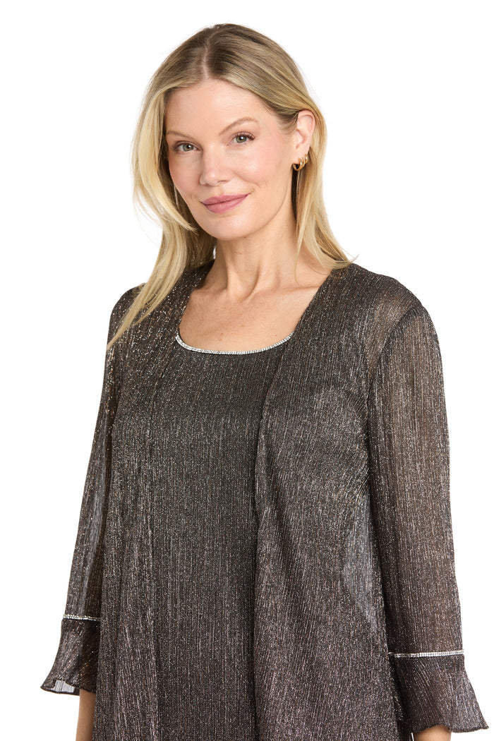 Metallic Crinkle Chiffon Jacket Dress - Petite