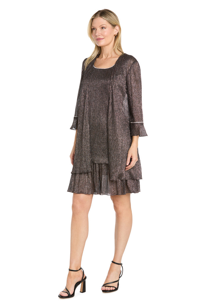 Metallic Crinkle Chiffon Jacket Dress - Petite