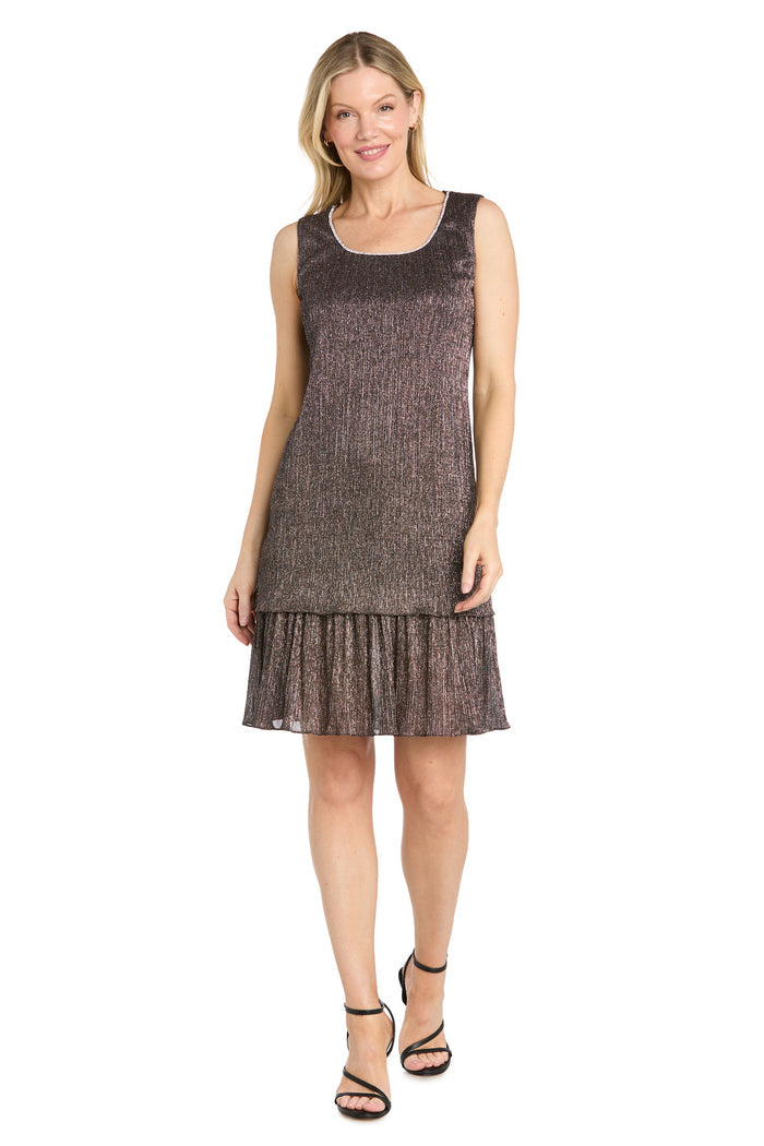 Metallic Crinkle Chiffon Jacket Dress