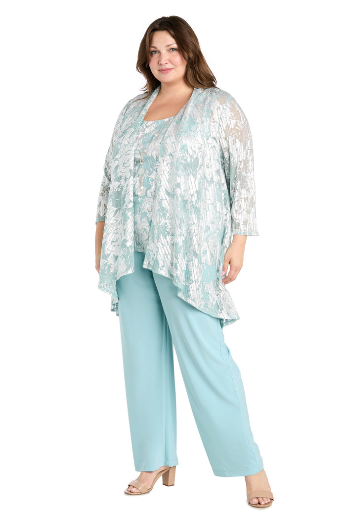 Metallic Patterned Pantsuit - Plus