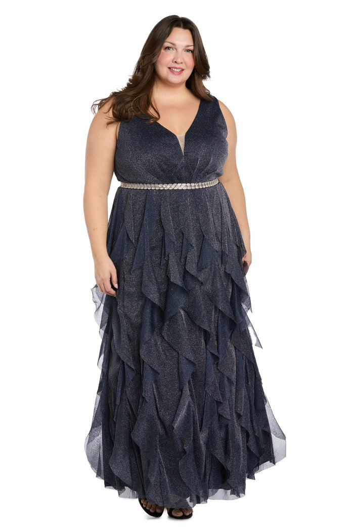 Metallic Ruffle Gown - Plus
