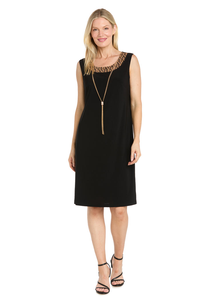Metallic Wave Jacket Dress with Necklace