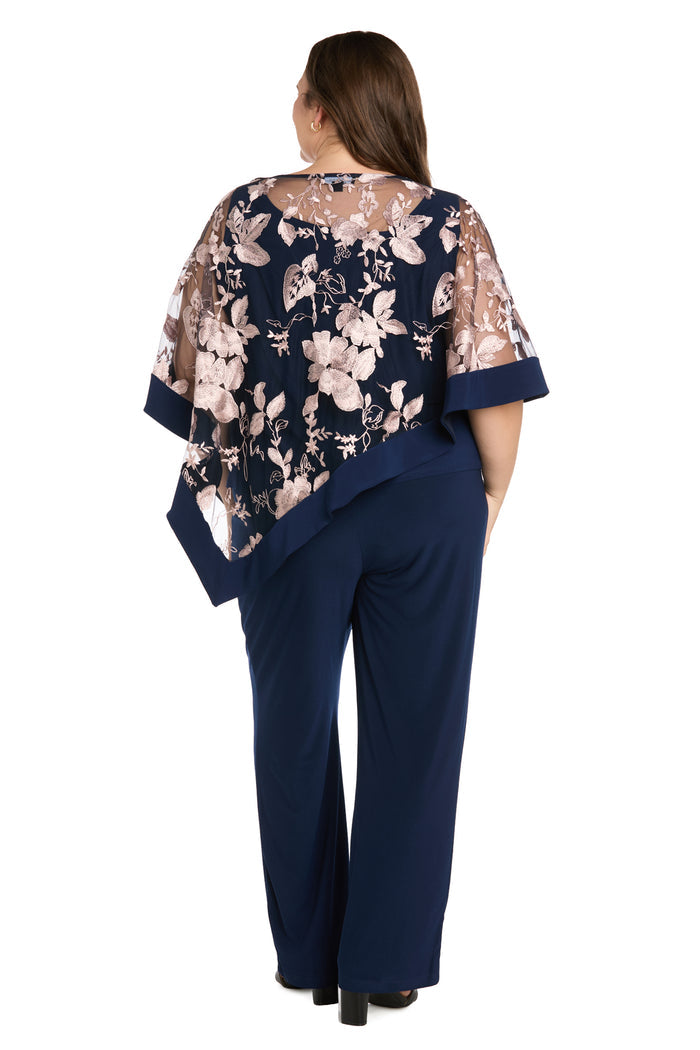 Mock Two-Piece Floral Poncho - Plus