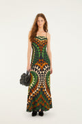 Multicolor Heart Deco  Slip Maxi Dress