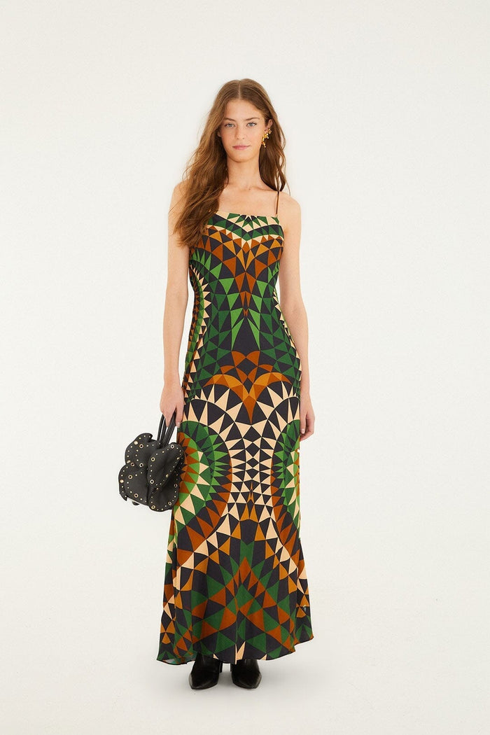 Multicolor Heart Deco  Slip Maxi Dress