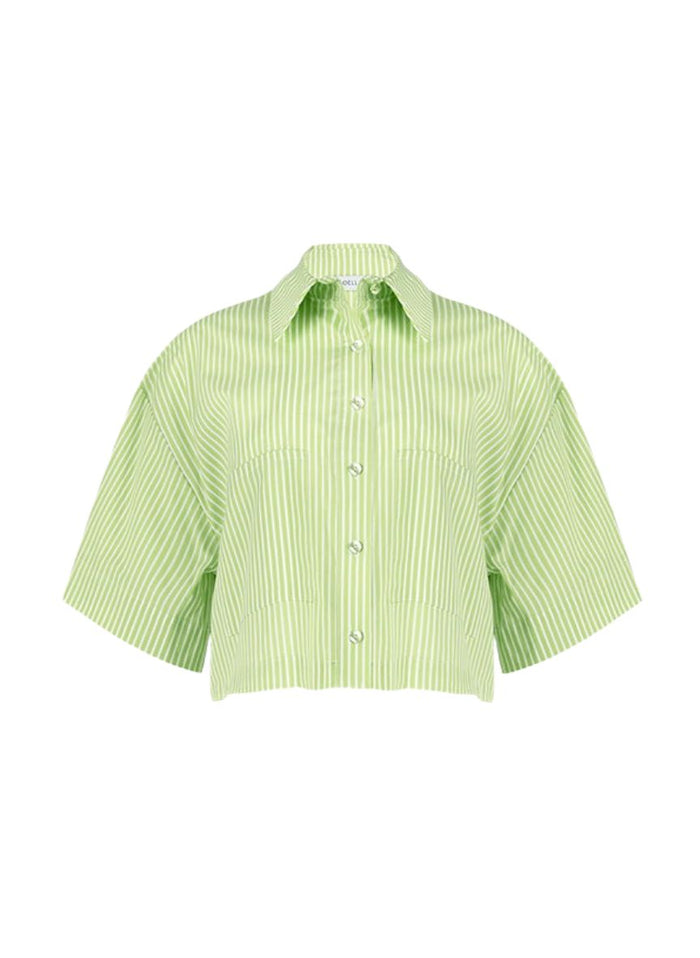Shirts Apoella Myrto Cropped Shirt White Lime Apoella