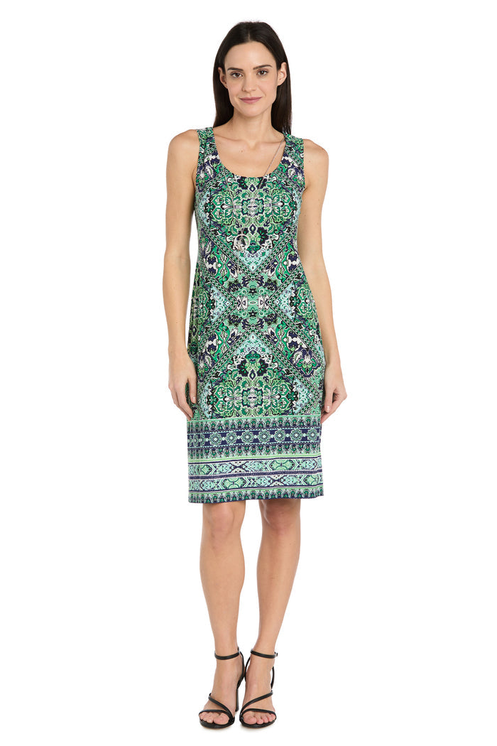 Navy and Green Printed Jacket Dress