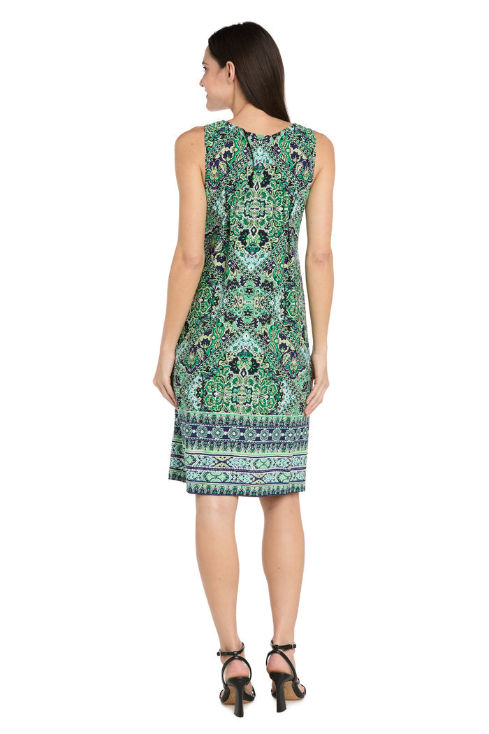 Navy and Green Printed Jacket Dress