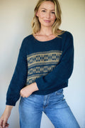 Ola Pashmina Pullover in Opal and Chestnut or Brown and Cream Made to Order