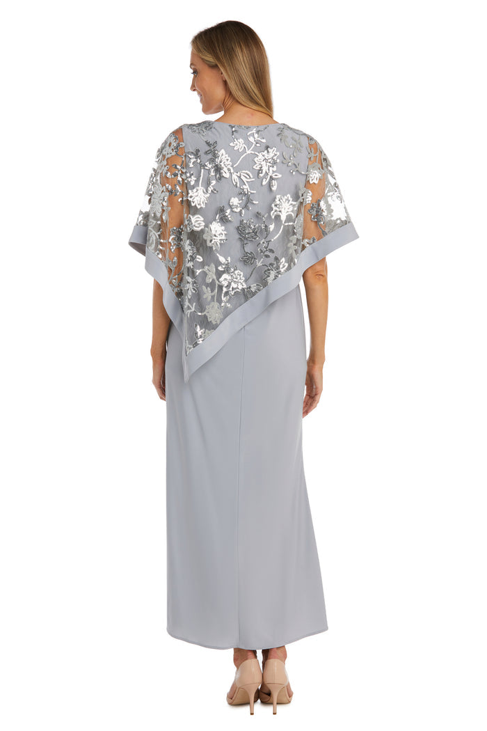One Piece Sequin Lace Poncho over Sheath Dress - Petite