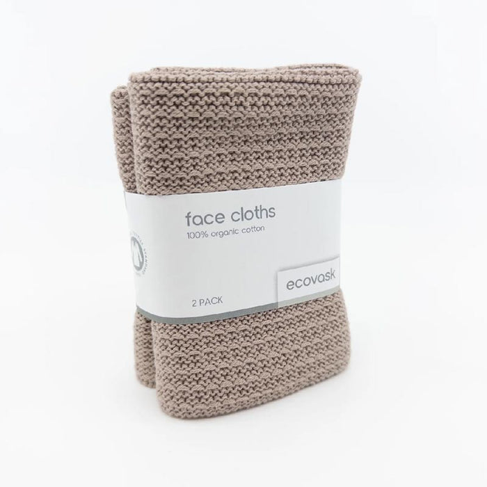 Ecovask Organic Cotton Face Cloths (2pk) - Hummus | Koop.co.nz