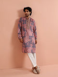 Pink Navy Printed Kurta Trouser