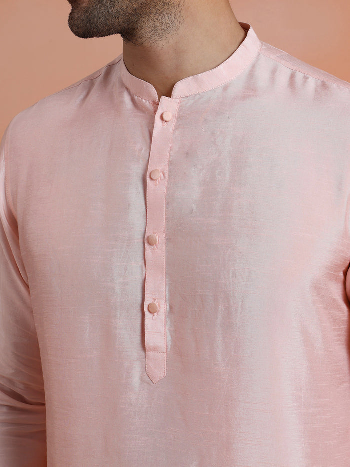 Pink Solid Cotton Kurta Trouser Set