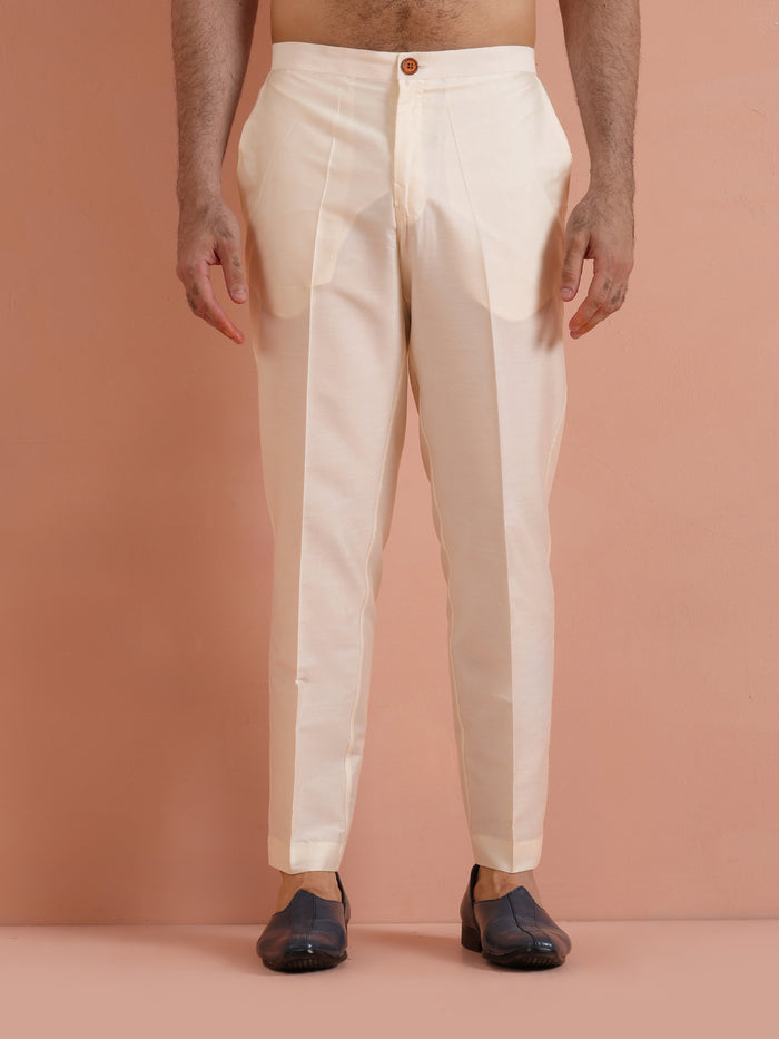 Pink Solid Cotton Kurta Trouser Set