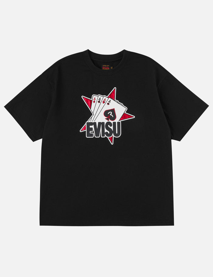 Poker Aces and Flocked Star T-shirt - Black
