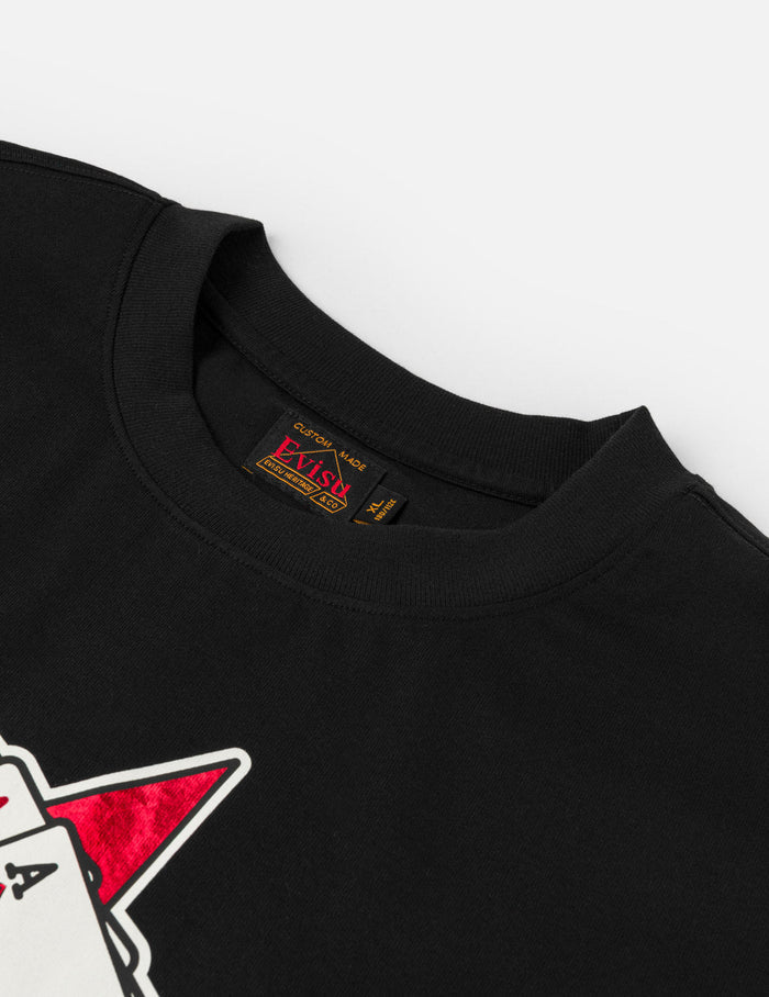 Poker Aces and Flocked Star T-shirt - Black