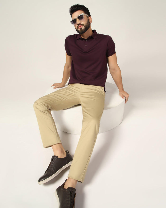 Polo Dark Purple Textured T-Shirt - Lois - Blackberrys