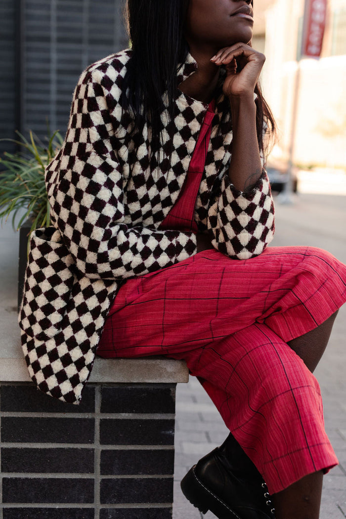 Portuguese Wool Pieper in Red and Black Check Made to Order