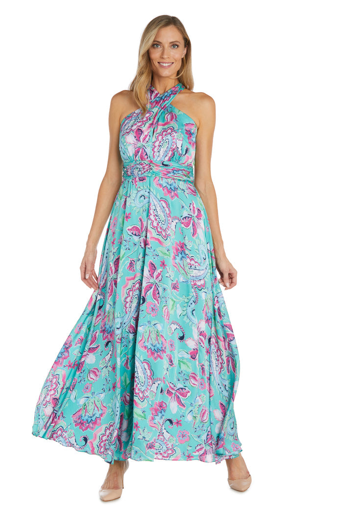 Printed Cross Over Halter Dress