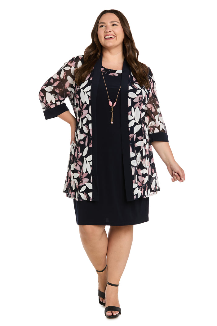 Puff Print Power Mesh and Ity Swing Jacket Dress - Plus