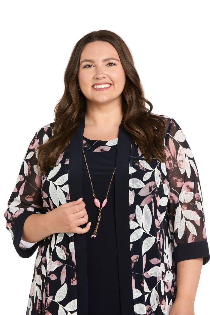Puff Print Power Mesh and Ity Swing Jacket Dress - Plus
