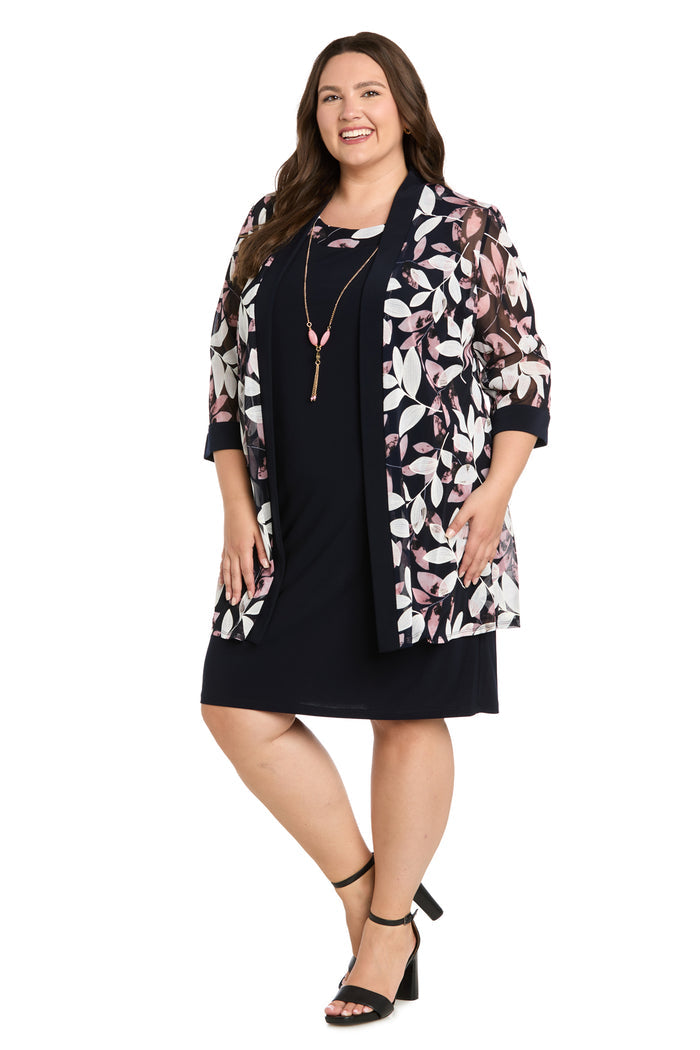 Puff Print Power Mesh and Ity Swing Jacket Dress - Plus