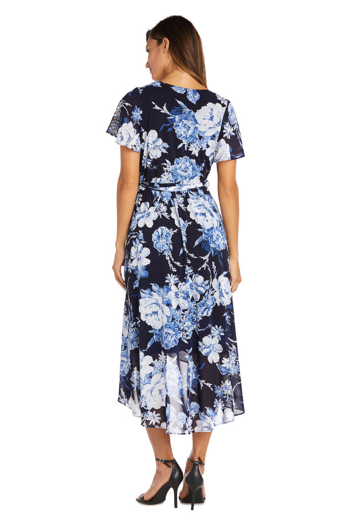 Puff Print Power Mesh High-Low Dress