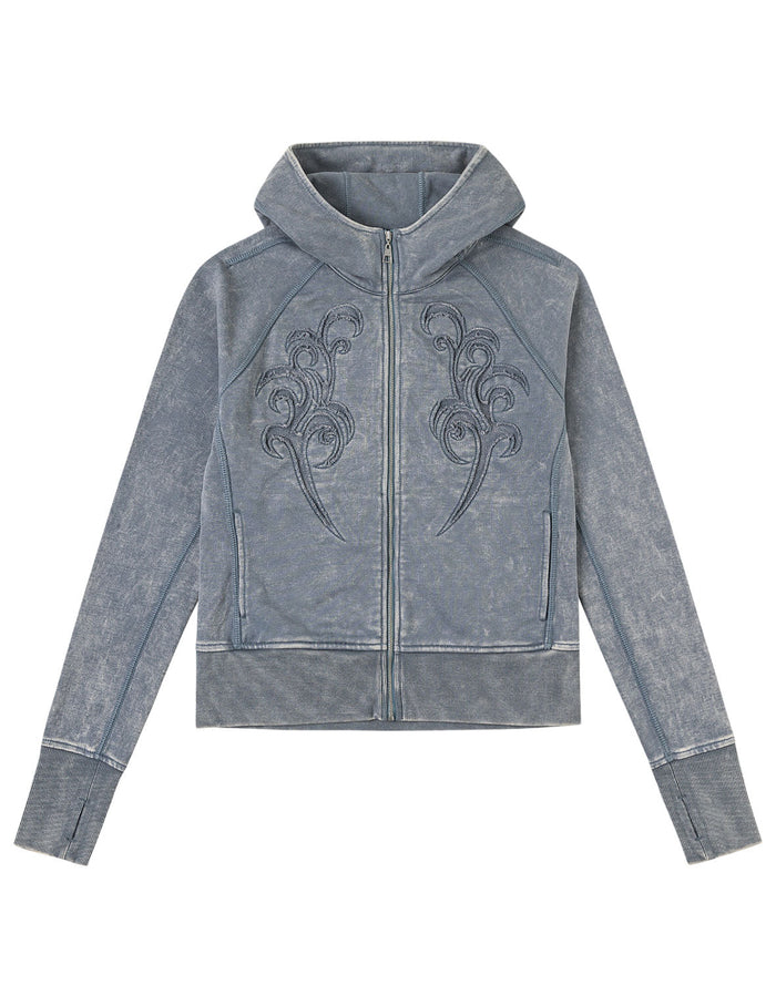Reversed Fabric Cropped Hoodie