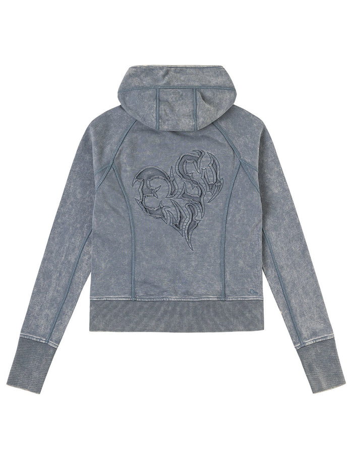 Reversed Fabric Cropped Hoodie
