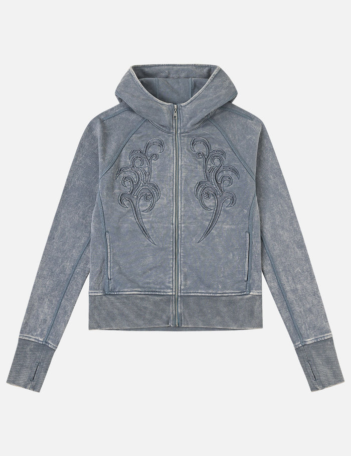Reversed Fabric Cropped Hoodie