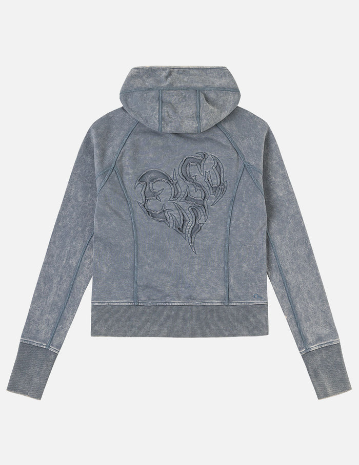 Reversed Fabric Cropped Hoodie