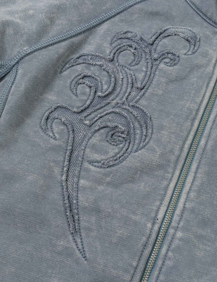 Reversed Fabric Cropped Hoodie