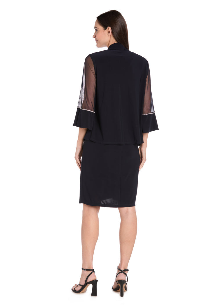 Rhinestone Trim Formal Jacket Dress