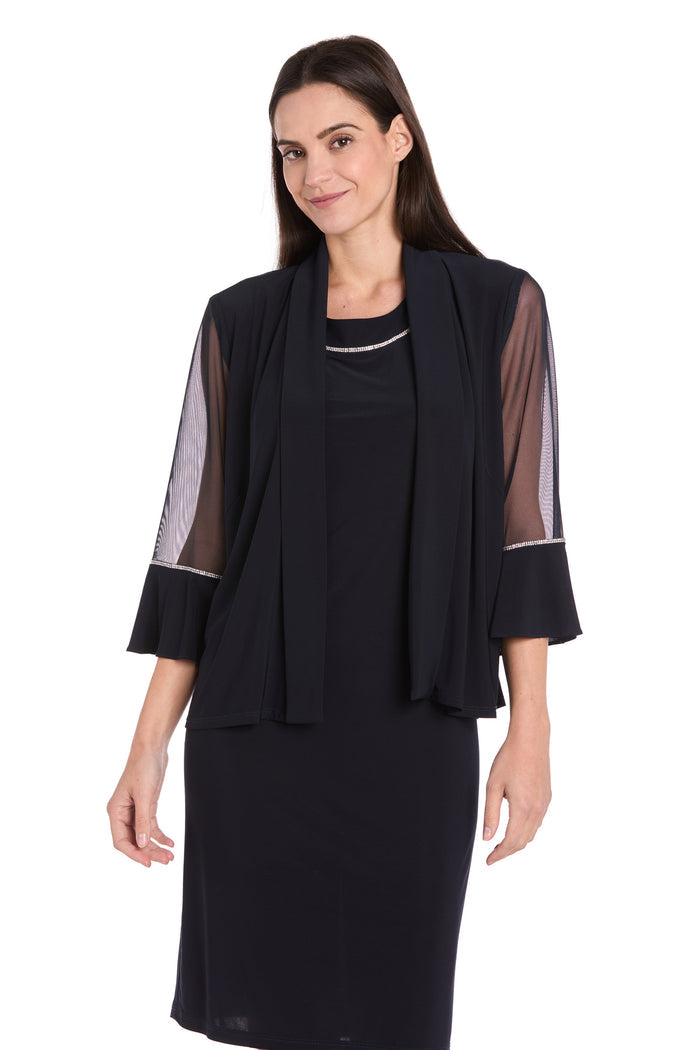 Rhinestone Trim Formal Jacket Dress