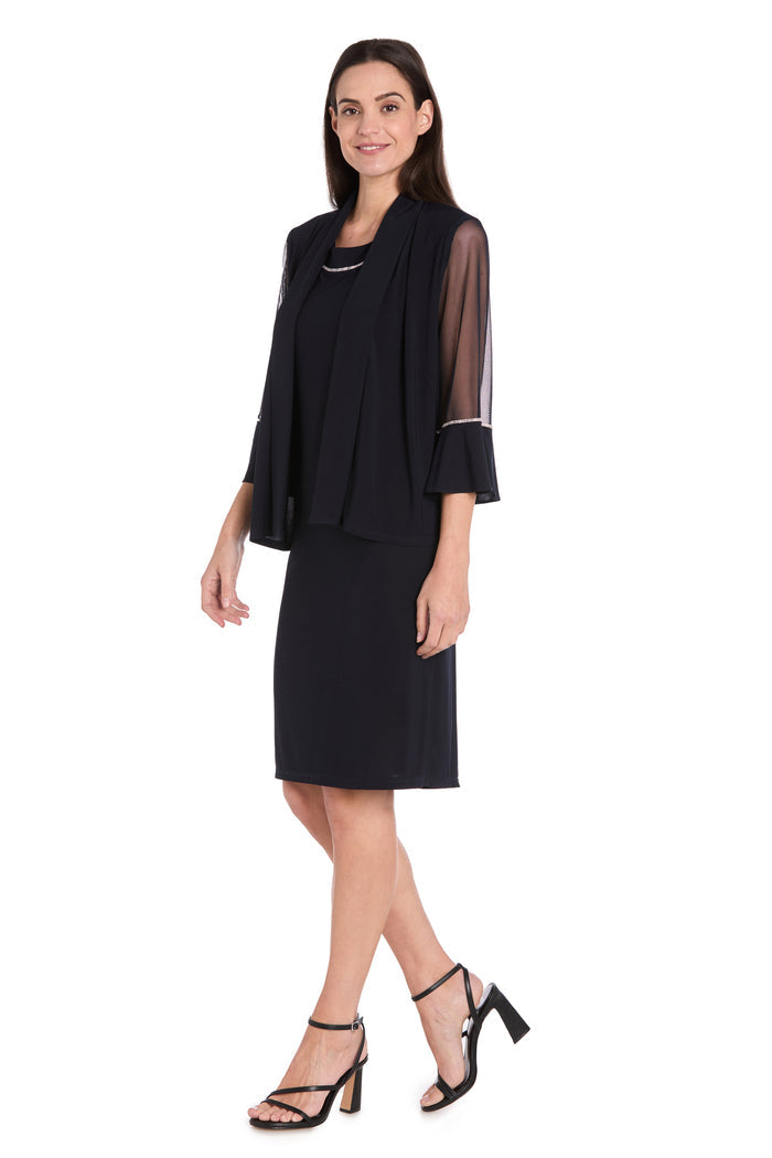 Rhinestone Trim Formal Jacket Dress