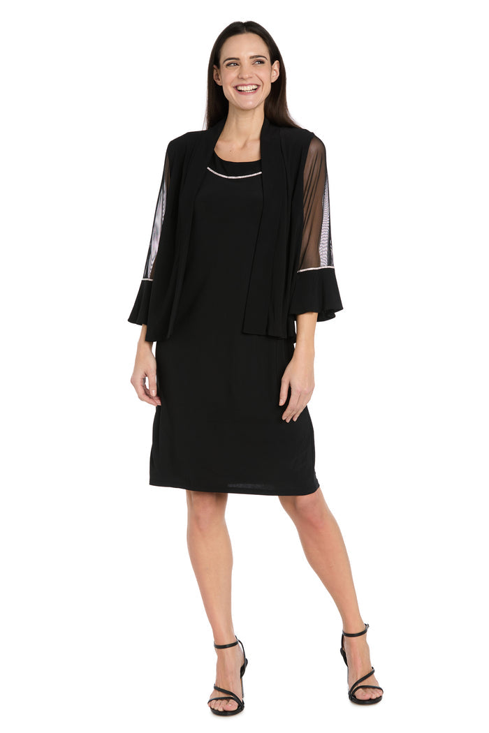 Rhinestone Trim Formal Jacket Dress