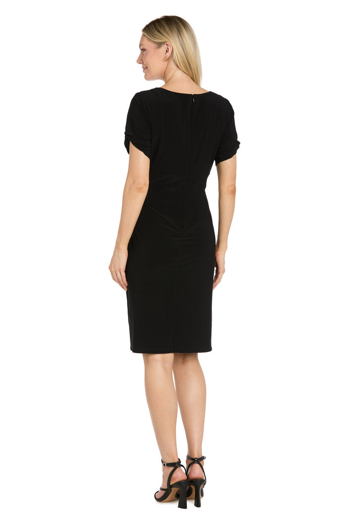 Rhinestone Trim Ruched Sheath Dress