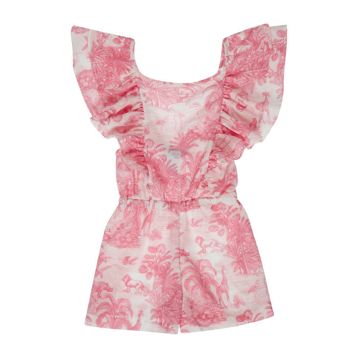 Caftans Marie Raxevsky Ruffle Sleeves Playsuit Jungle Pink Apoella