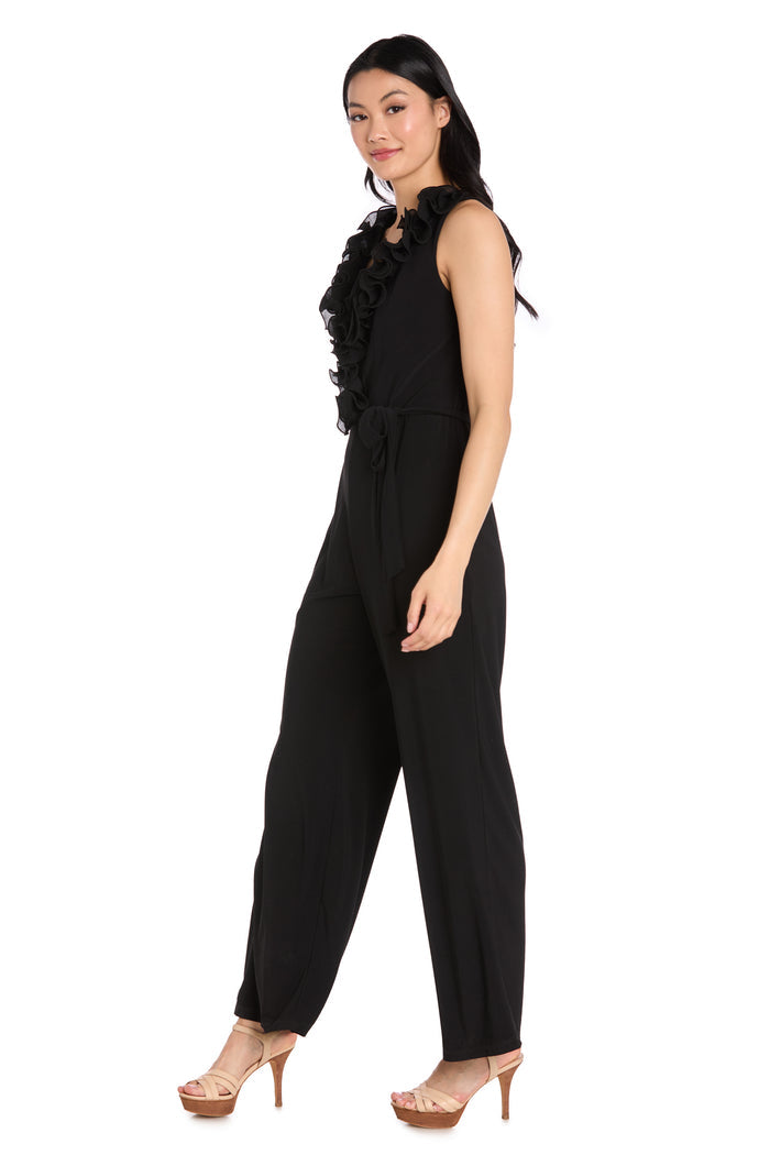 Ruffle Trim Wide Leg Jumpsuit
