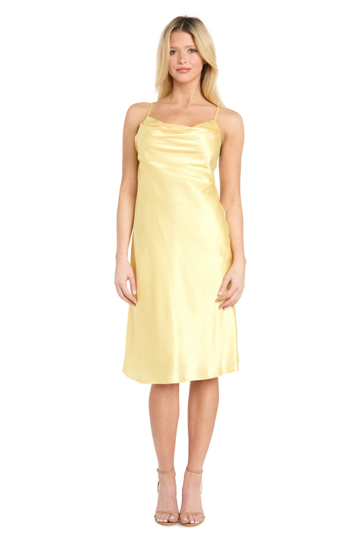 Satin Cowl Neck Midi Dress