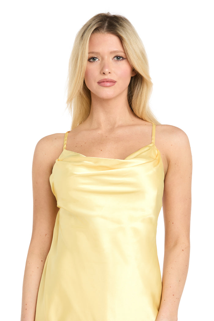 Satin Cowl Neck Midi Dress