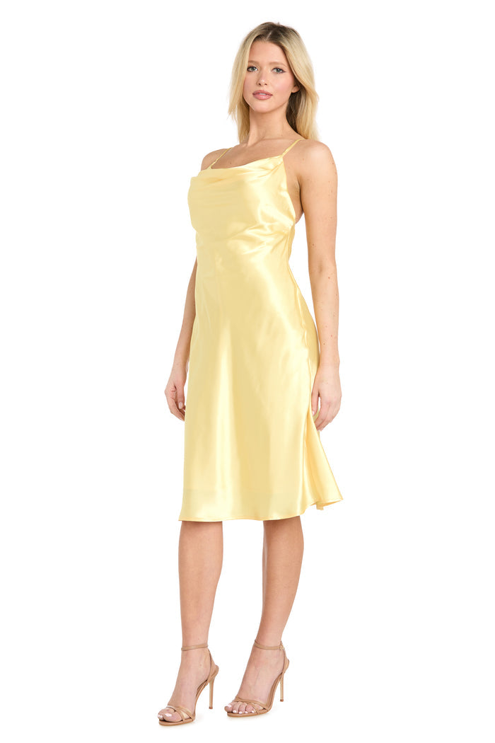 Satin Cowl Neck Midi Dress