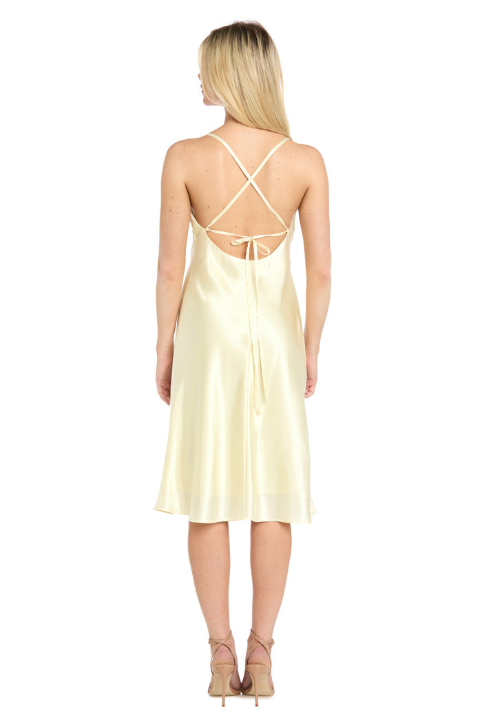 Satin Cowl Neck Midi Dress