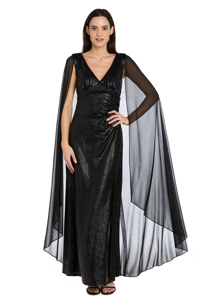 Sequin Cape Sleeve Gown
